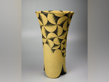 Flower vessel, Vase, Carbonized colored mud pottery - Satoshi Uetake, Kasama ware, Ceramics