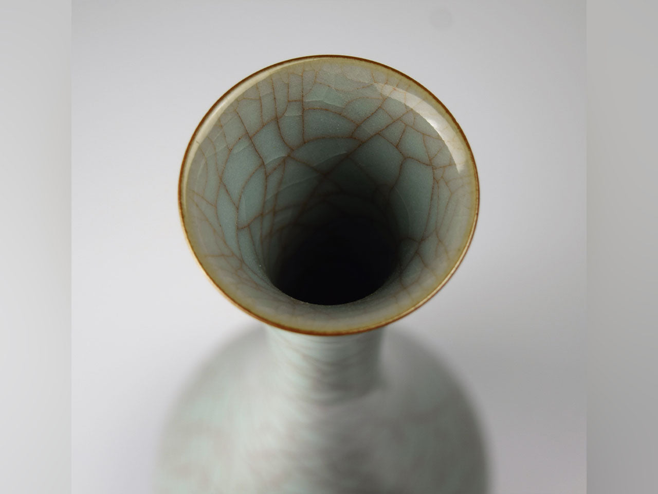 Flower vessel, Single flower vase, Celadon pottery - Masayuki Uraguchi, Kasama ware, Ceramics