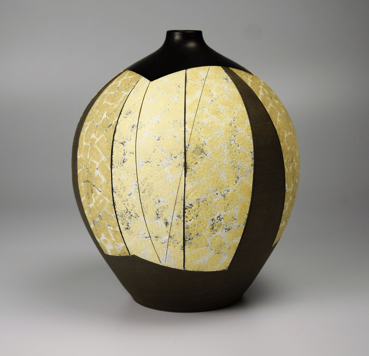 Flower vessel, Jar, colored mud pottery - Hiroshi Kikuchi, Kasama ware, Ceramics