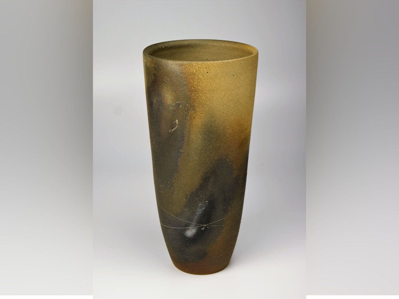 Flower vessel, Vase, Carbonized kiln-change - Hiroshi Kikuchi, Kasama ware, Ceramics