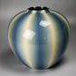 Flower vessel, Pot, Muku ash glazed, Kneading technique, Line design, Light aqua - Koyo Matsui, Kasama ware, Ceramics