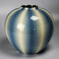 Flower vessel, Pot, Muku ash glazed, Kneading technique, Line design, Light aqua - Koyo Matsui, Kasama ware, Ceramics