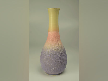 Flower vessel, Vase, Ice-flowing design, Coloring - Shuji Yanagibashi, Kasama ware, Ceramics