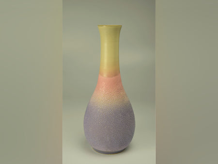 Flower vessel, Vase, Ice-flowing design, Coloring - Shuji Yanagibashi, Kasama ware, Ceramics