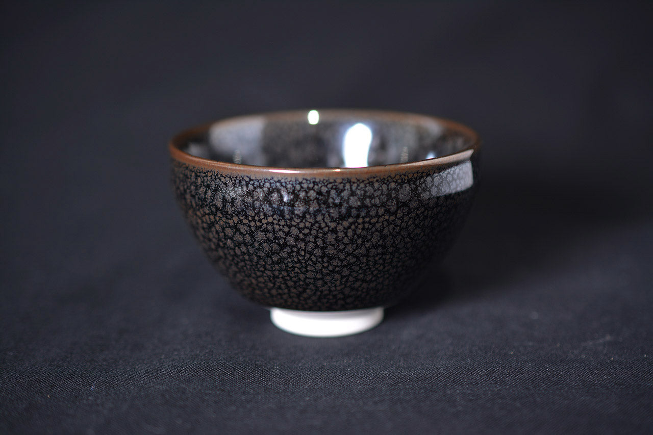 Drinking vessel, Large sake cup, Silver oil drop, Tenmoku shape, tea cup - Shinemon-kiln, Arita ware, Ceramics