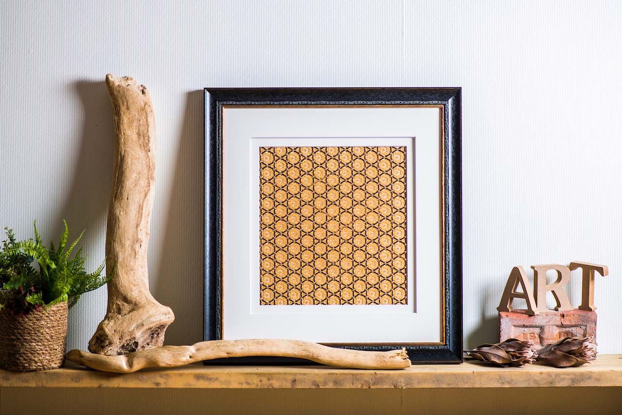 Ornament, Picture frame, Flower hexagonal weaved bamboo sheet - Yukinori Kouno, Beppu bamboo crafts