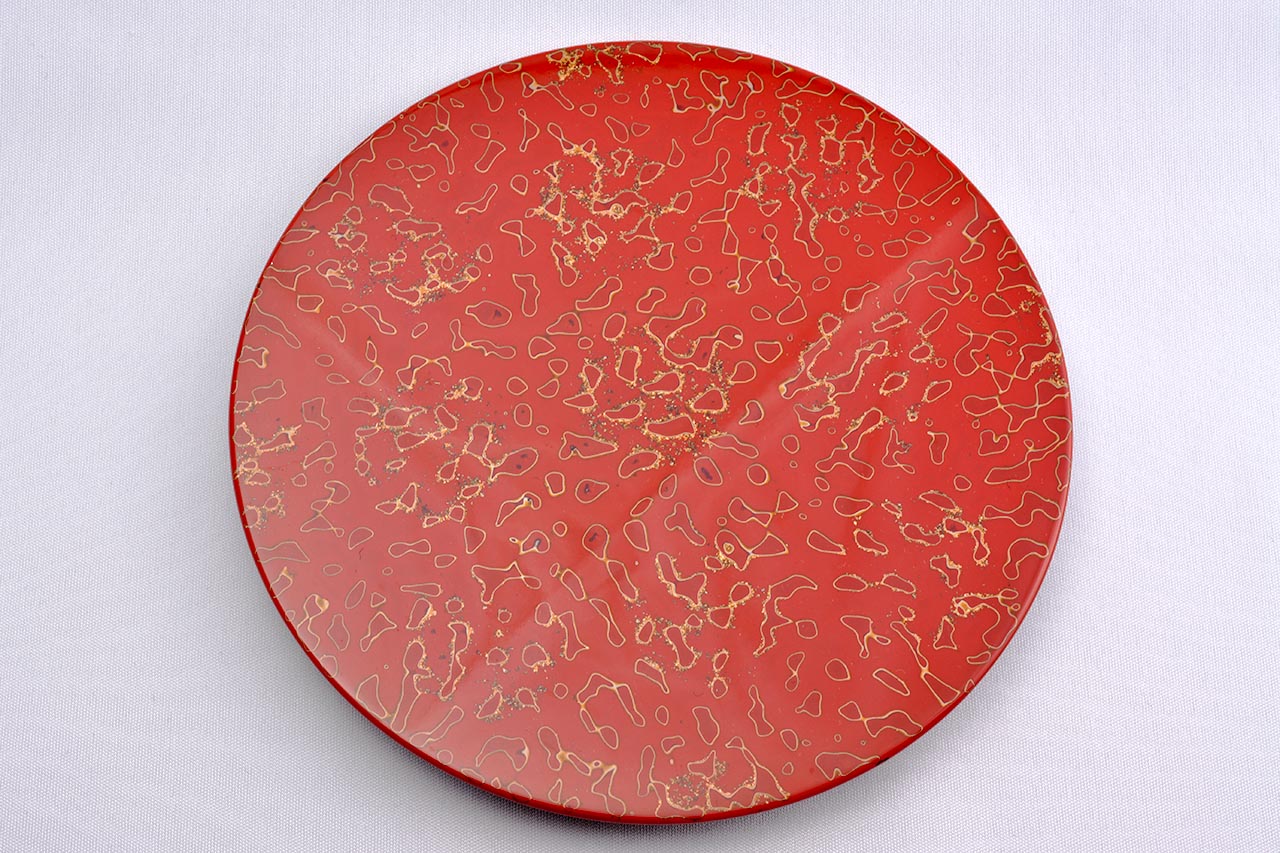 Tableware, Plate, Kara-nuri, Red - Futoshi Makanae, Tsugaru lacquerware