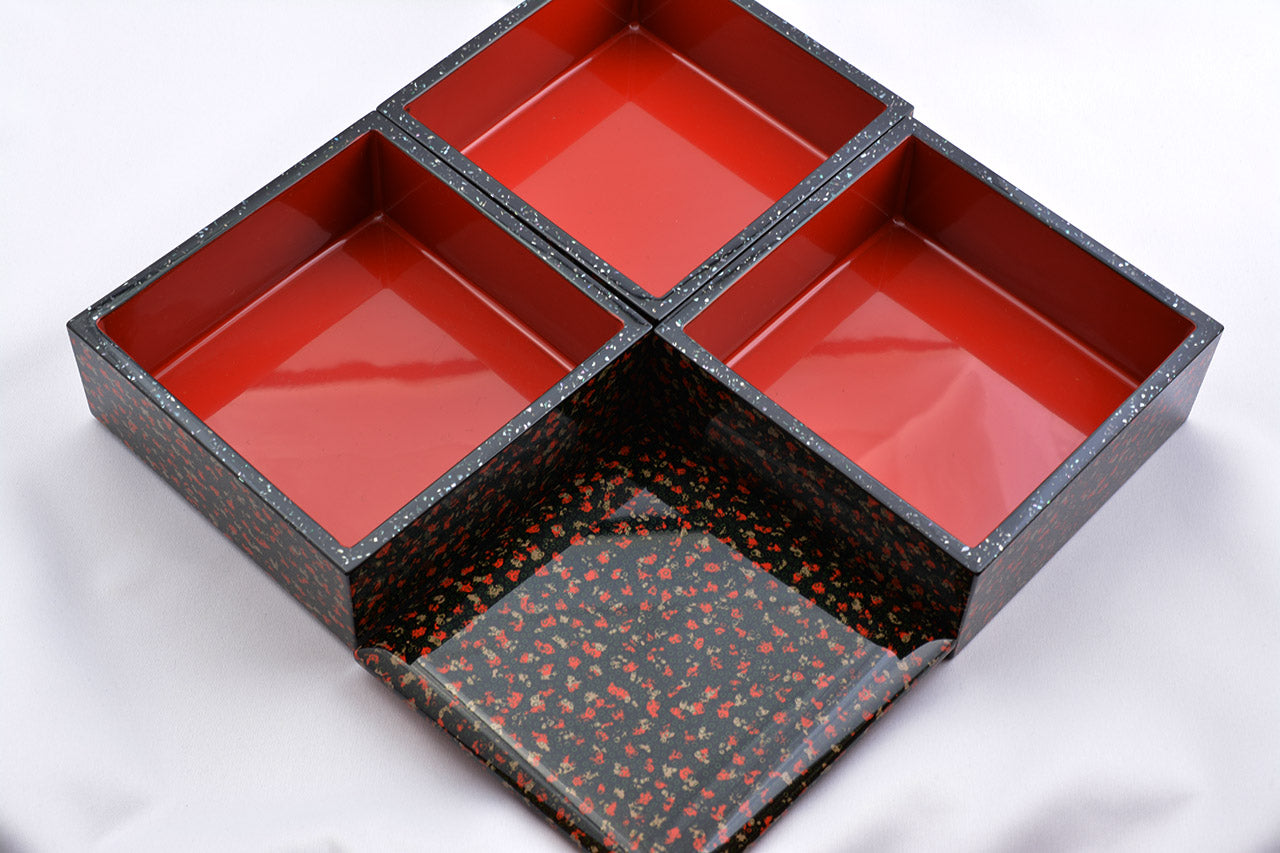 Box, Three-tiered food box, Small, Bento - Katsuyoshi Shirakawa, Tsugaru lacquerware