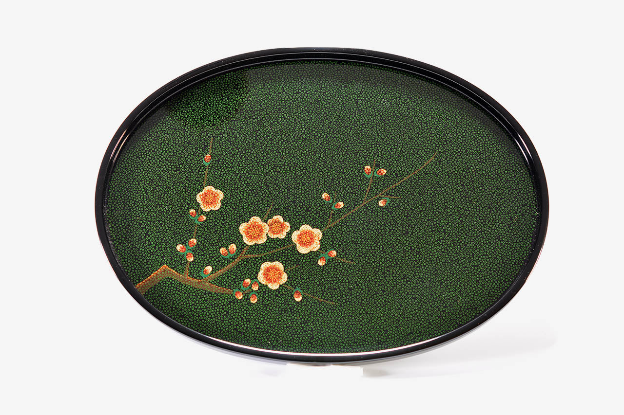 Table accessories, Tray, Nanako-nuri, Plum pattern - Katsuyoshi Shirakawa, Tsugaru lacquerware