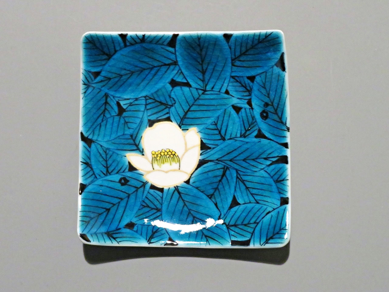 Tableware, Small squar plates, Blue type, Flower, Hand-drawn, 5pcs - Yoshihiro Yamaguchi, Kutani ware, Ceramics