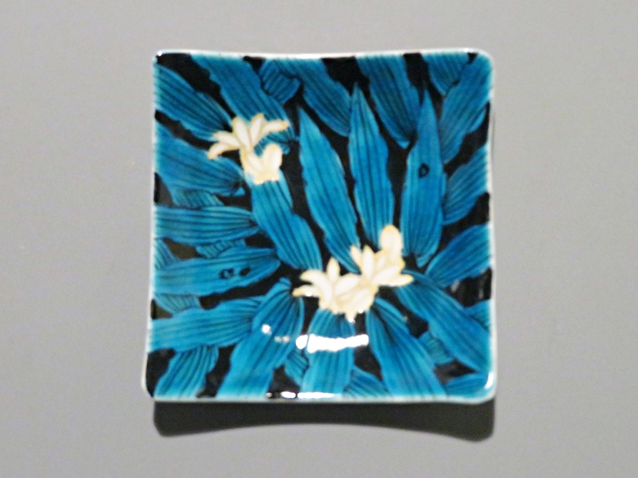 Tableware, Small squar plates, Blue type, Flower, Hand-drawn, 5pcs - Yoshihiro Yamaguchi, Kutani ware, Ceramics