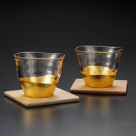 Tea supplies, Cracking tea cup and coaster, 2pcs each - Glass Kanazawa gold leaf, Craft material