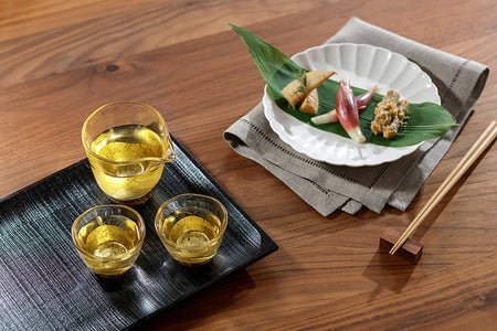 Drinking vessel, Cracking Lipped bowl and Large sake cup - Glass Kanazawa gold leaf, Craft material