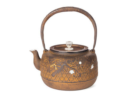 Tea supplies, Iron kettle, with flower inlay Flower basket pattern No.15 1.8L - Award-winning work, Seiko Sato, Yamagata cast iron, Metalwork