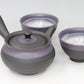 Tea supplies, Kyusu teapot, Black kiln-change, Fuku shape, Purple scarf, Set of 2 cups - Ukou-kiln, Award-winning work, Tokoname ware, Ceramics