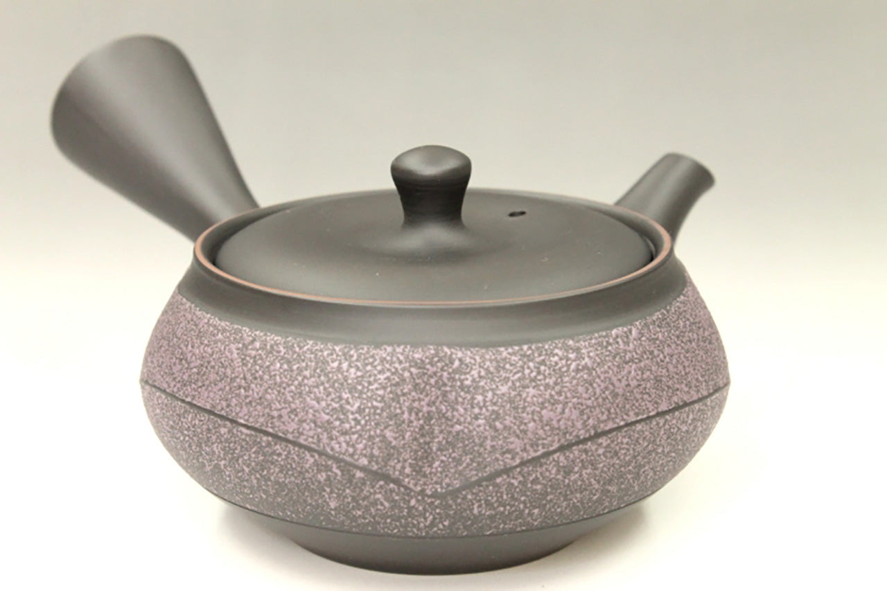 Tea supplies, Kyusu teapot, Black kiln-change, Mokko shape, Pruple belt, Set of 2 cups - Ukou-kiln, Tokoname ware, Ceramics