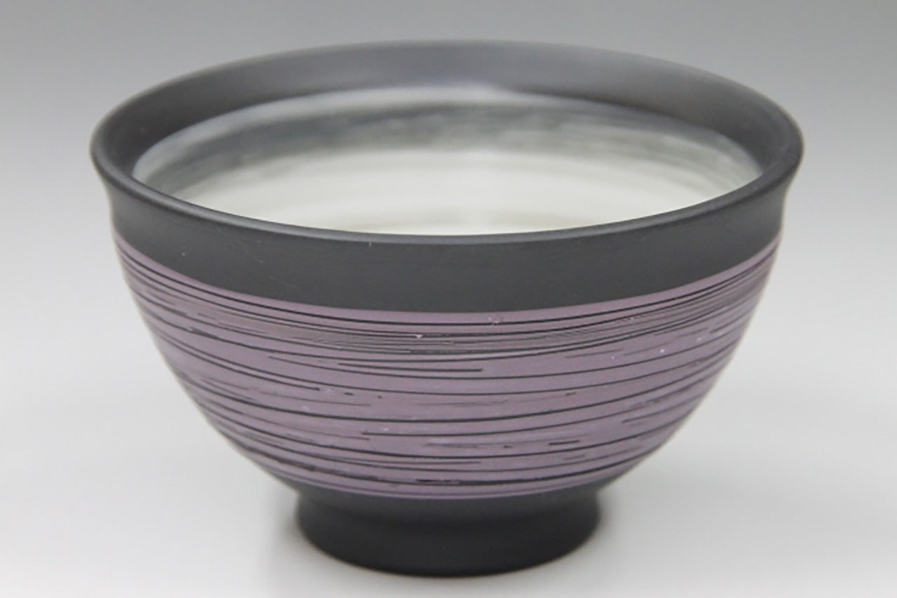 Tea supplies, Kyusu teapot, Black kiln-change, Purple brush mark, Set of 5 cups - Ukou-kiln, Tokoname ware, Ceramics