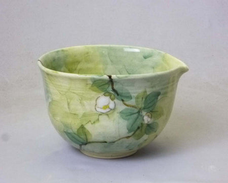 Drinkware, Lipped bowl, Camellia - Tousen-kiln, Kyo ware, Kiyomizu ware, Ceramics